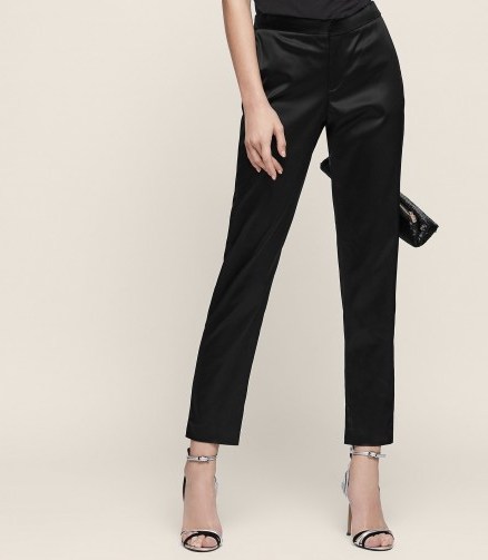 REISS BETH HIGH-WAISTED TUXEDO TROUSERS BLACK / evening fashion - flipped