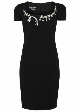 BOUTIQUE MOSCHINO Black crystal-embellished dress / lbd / cocktail dresses