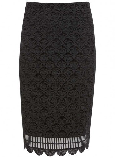 MINT VELVET BLACK DECO LACE SKIRT / pencil skirts / evening style - flipped