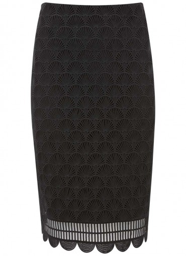 MINT VELVET BLACK DECO LACE SKIRT / pencil skirts / evening style