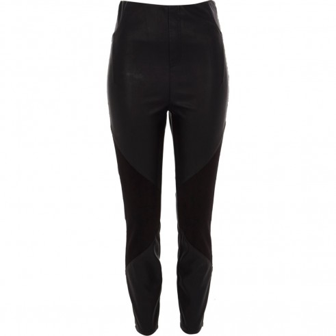 River Island Black faux leather and ponte leggings ~ skinny trousers