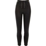 River Island Black lace-up faux leather skinny trousers