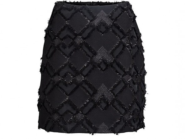 OLIVER BONAS Moonlight Fringed Jacquard Mini Skirt / black evening skirts / party fashion - flipped