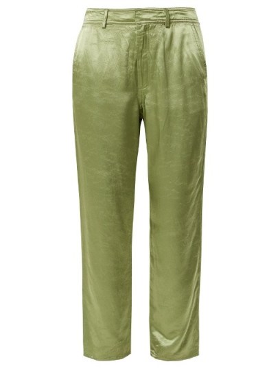 SIES MARJAN Blake straight-leg satin trousers ~ silky sage-green pants - flipped