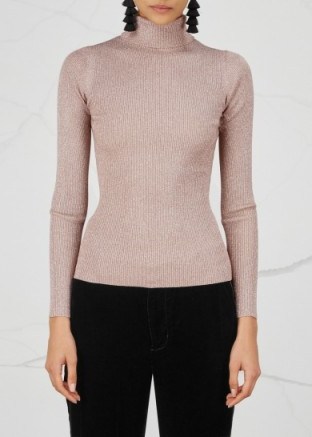 3.1 PHILLIP LIM Blush metallic-knit jumper ~ pale pink sparkle jumpers - flipped