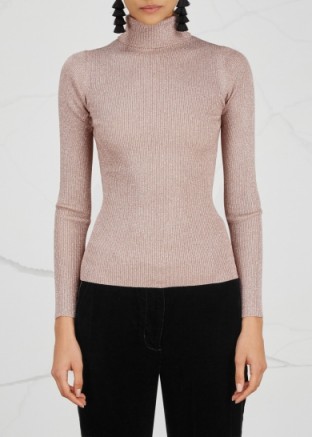 3.1 PHILLIP LIM Blush metallic-knit jumper ~ pale pink sparkle jumpers