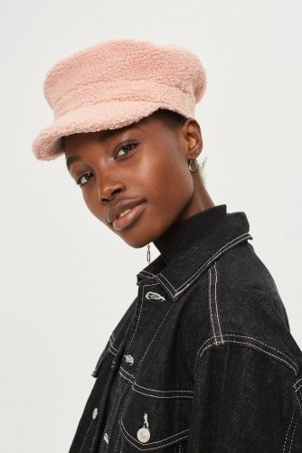 Topshop Borg Bakerboy Hat ~ pink baker boy hats ~ fur caps - flipped