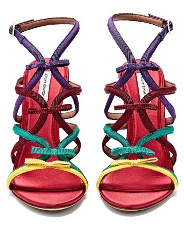 TABITHA SIMMONS Bowrama grosgrain-bow stiletto sandals ~ multi-coloured strappy heels - flipped