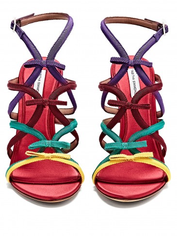 TABITHA SIMMONS Bowrama grosgrain-bow stiletto sandals ~ multi-coloured strappy heels