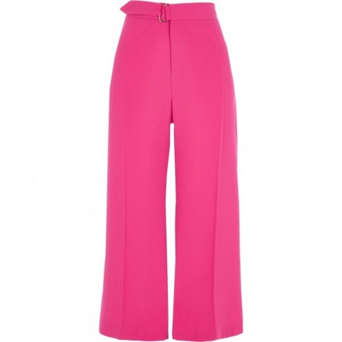 River Island Bright pink belted culottes ~ cropped trousers - flipped