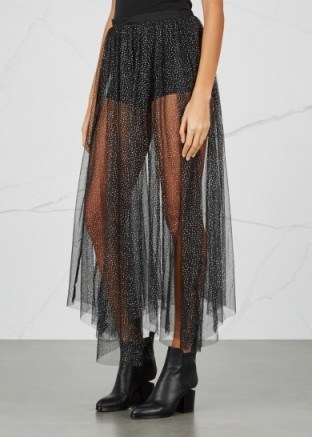 FREE PEOPLE Brightest Star tulle maxi skirt ~ sheer black metallic skirts - flipped