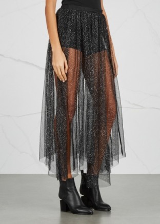 FREE PEOPLE Brightest Star tulle maxi skirt ~ sheer black metallic skirts