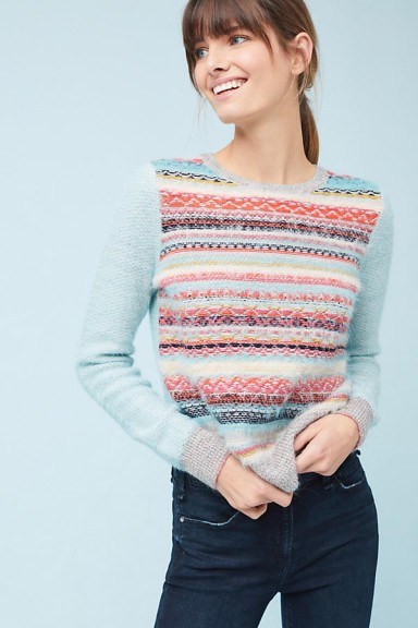 Knitted & Knotted Brionne Lurex Stripe Ruffle Neck Jumper | soft luxe style jumpers - flipped