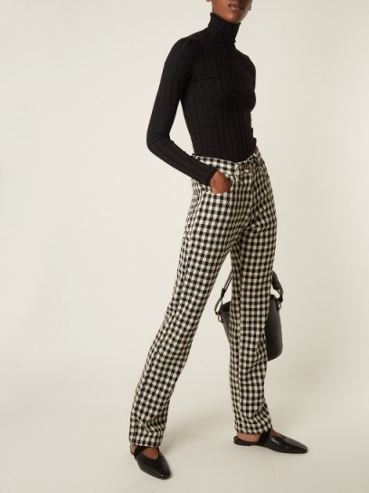 WALES BONNER Brother checked slim-leg cotton trousers ~ black and cream checks ~ check print pants - flipped