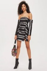TOPSHOP Button Front Striped Mini Bardot Dress ~ off the shoulder ~ party dresses