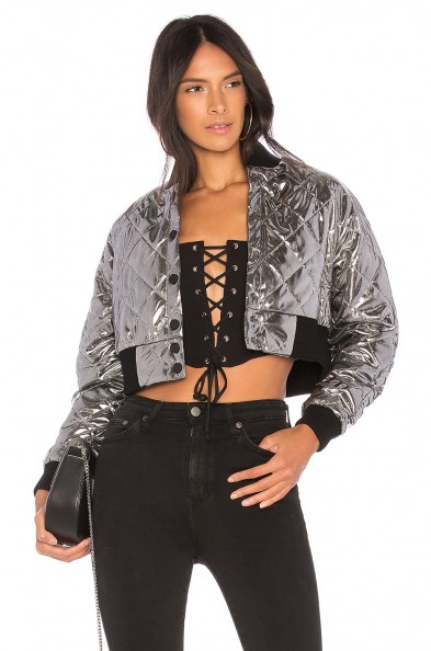 by the way. CYNDI QUILTED BOMBER – metallic silver cropped jackets