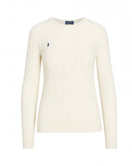 POLO RALPH LAUREN Cable-Knit Crewneck Sweater / cream crew neck sweaters - flipped