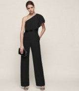 REISS CALLIE ONE-SHOULDER JUMPSUIT BLACK / jumpsuits for the evening / occasion wear