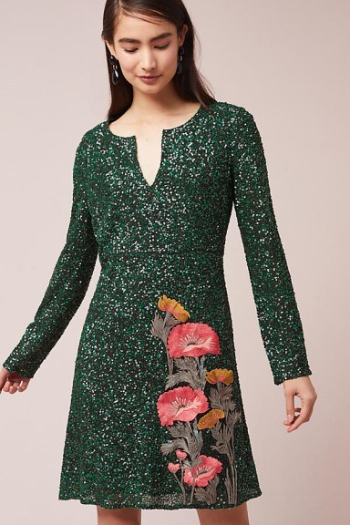 Varun Bahl Calliope Sequined Dress | luxe green party dresses - flipped