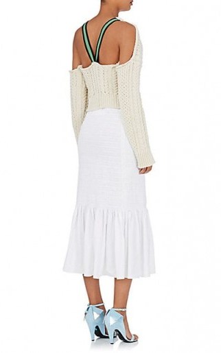 CALVIN KLEIN 205W39NYC Cable-Knit Wool Crop Sweater | cream open back sweaters - flipped