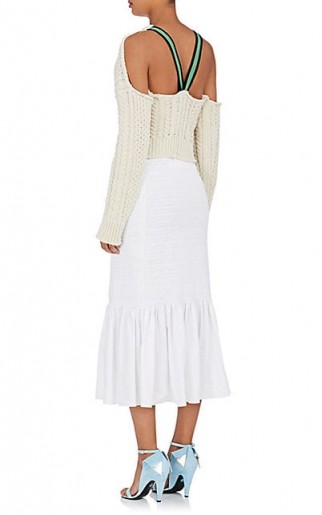 CALVIN KLEIN 205W39NYC Cable-Knit Wool Crop Sweater | cream open back sweaters