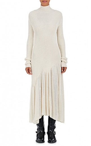 CALVIN KLEIN 205W39NYC Cotton-Blend Sweater Maxi Dress | long knitted asymmetric hemline dresses