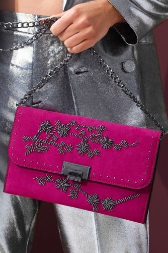 Topshop CASEY Flower Beaded Clutch ~ pink bags - flipped