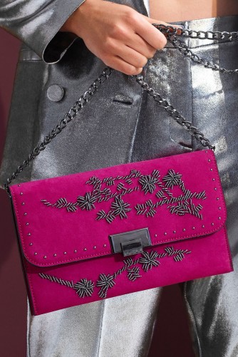 Topshop CASEY Flower Beaded Clutch ~ pink bags