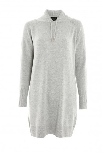 TOPSHOP Cashmere Hoodie Dress – knitted grey dresses – long hoodies - flipped