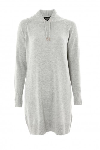 TOPSHOP Cashmere Hoodie Dress – knitted grey dresses – long hoodies