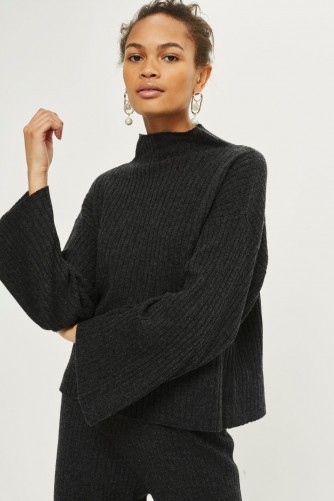 Topshop Cashmere Ribbed Jumper | luxe style funnel neck jumpers