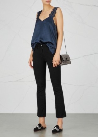 CAMI NYC Chelsea lace-trimmed silk top ~ navy camisoles - flipped