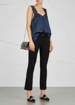 CAMI NYC Chelsea lace-trimmed silk top ~ navy camisoles