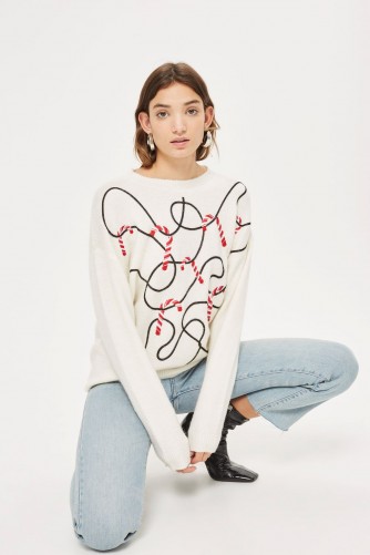 TOPSHOP Christmas Candy Cane Jumper – ivory xmas jumpers