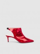 CHRISTOPHER KANE‎ Foil-Effect Patent-Leather Slingback Pumps / shiny red cut out shoes