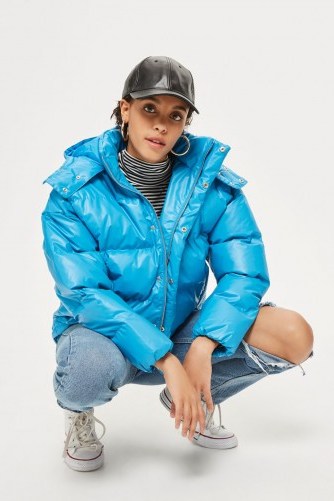 TOPSHOP Cobalt Blue Puffer Jacket – casual winter style - flipped