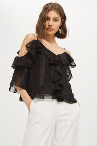 Topshop Cold Shoulder Top | strappy ruffle tops - flipped
