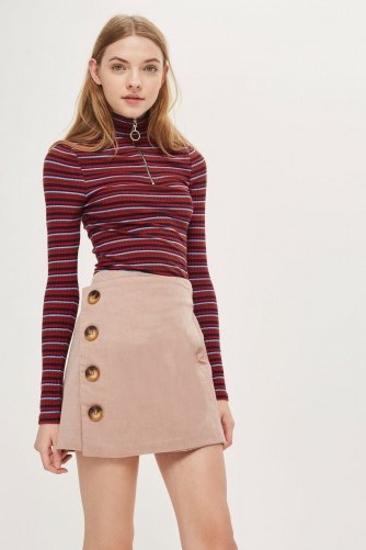 Topshop Cord Asymmetric Wrap Mini Skirt | pale pink skirts - flipped