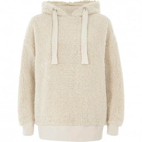 River Island Cream fleece hoodie – warm winter hoodies - flipped