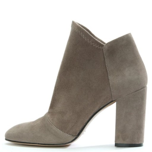 DANIEL Abeel Taupe Suede Elasticated Top Line Ankle Boots – neutral chunky heel boot - flipped