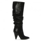 DANIEL Verena Black Leather Cone Heel Rouched Knee Boots – black slouchy boots