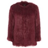 River Island Dark red faux fur knit coat – fluffy winter coats