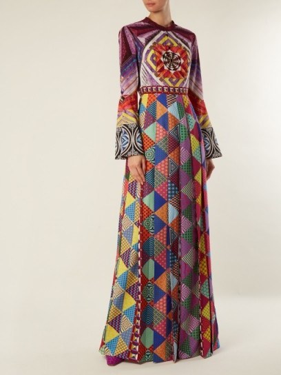 MARY KATRANTZOU Desmine silk crepe de Chine gown ~ multicolour mixed print gowns - flipped