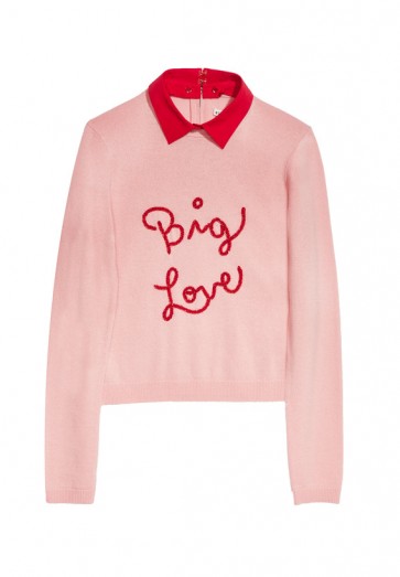 Alice + Olivia DIA EMBROIDERED BIG LOVE PULLOVER / pink slogan jumpers