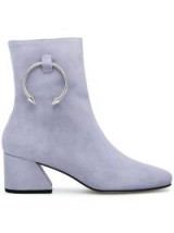 DORATEYMUR nizip II 60 suede ankle boots / lilac metal ring detail boot / chunky angled heel