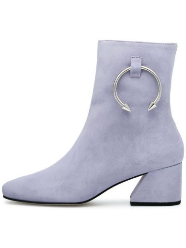 DORATEYMUR nizip II 60 suede ankle boots / lilac metal ring detail boot / chunky angled heel - flipped