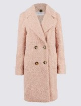 PER UNA Double Breasted Coat / textured pale pink coats / M&S outerwear