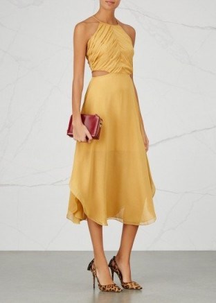 KEEPSAKE Elevate yellow pleated chiffon dress ~ beautiful yellow party dresses - flipped