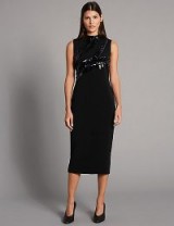 AUTOGRAPH Embellished Sleeveless Bodycon Midi Dress – fitted party dresses – Marks and Spencer chic lbd – Xmas evening style