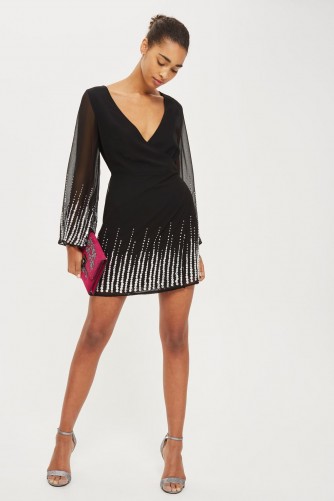 Topshop Embellished Wrap Dress – sheer sleeve party dresses
